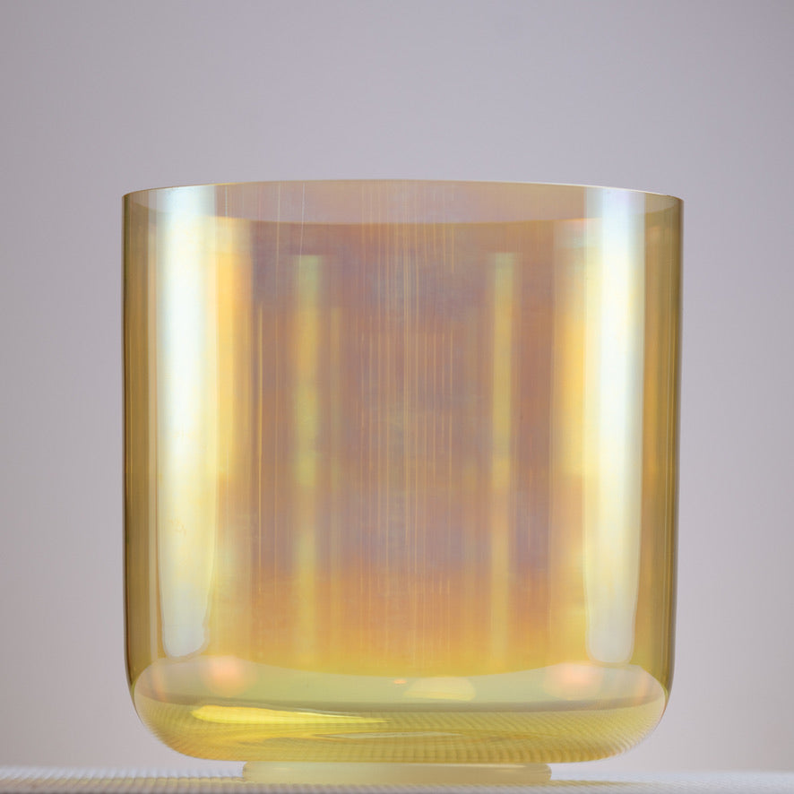 9.25" D-25 Citrine Color Crystal Singing Bowl, Prismatic, Sacred Singing Bowls