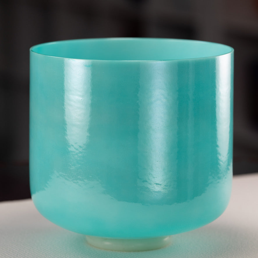 10" F+10 Turquoise Tide Crystal Singing Bowl, Perfect Pitch