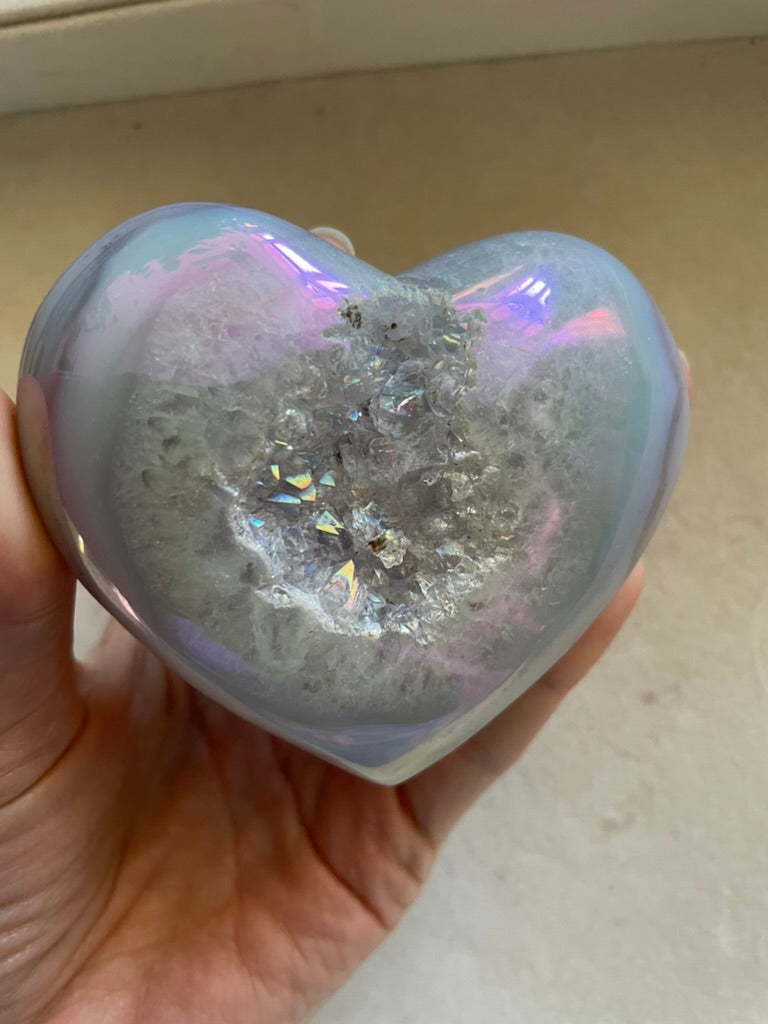 Druzy Angel Aura Agate Heart