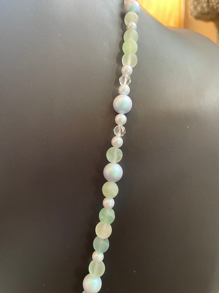 Light Green Fluorite Mala with Green Azeztulite pendant