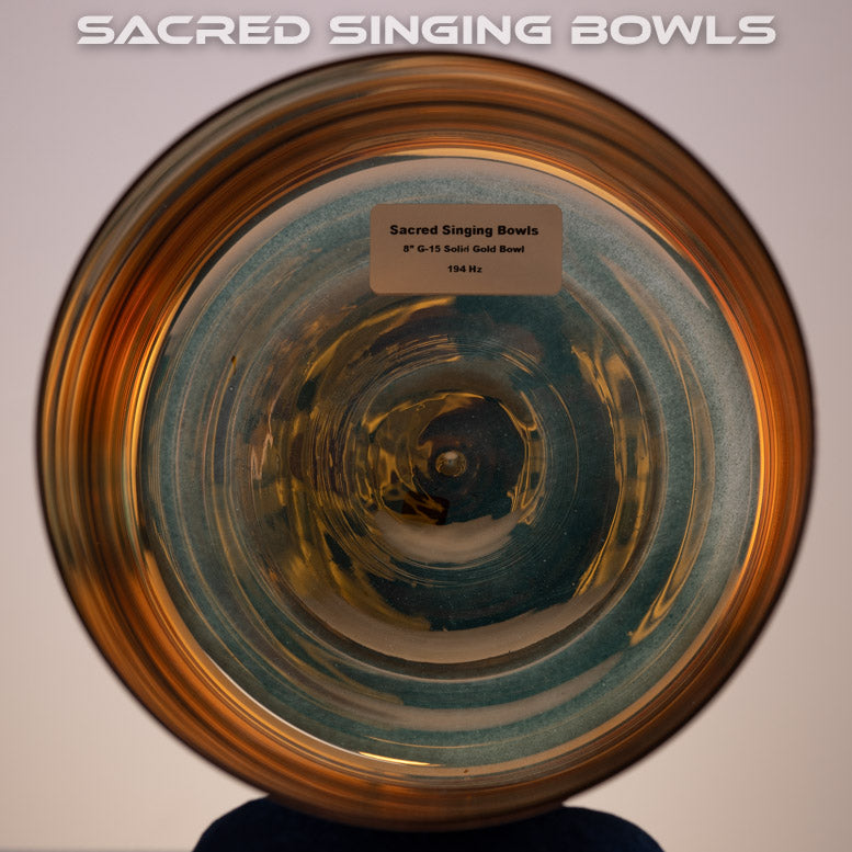 8" G-15 24k Gold Crystal Singing Bowl, Sacred Singing Bowls
