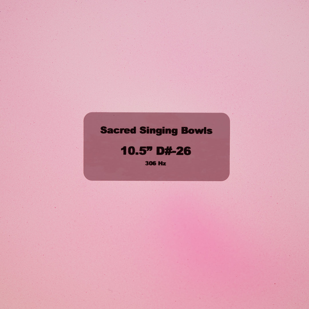 Sacred Singing Bowls™ product tag with specifications