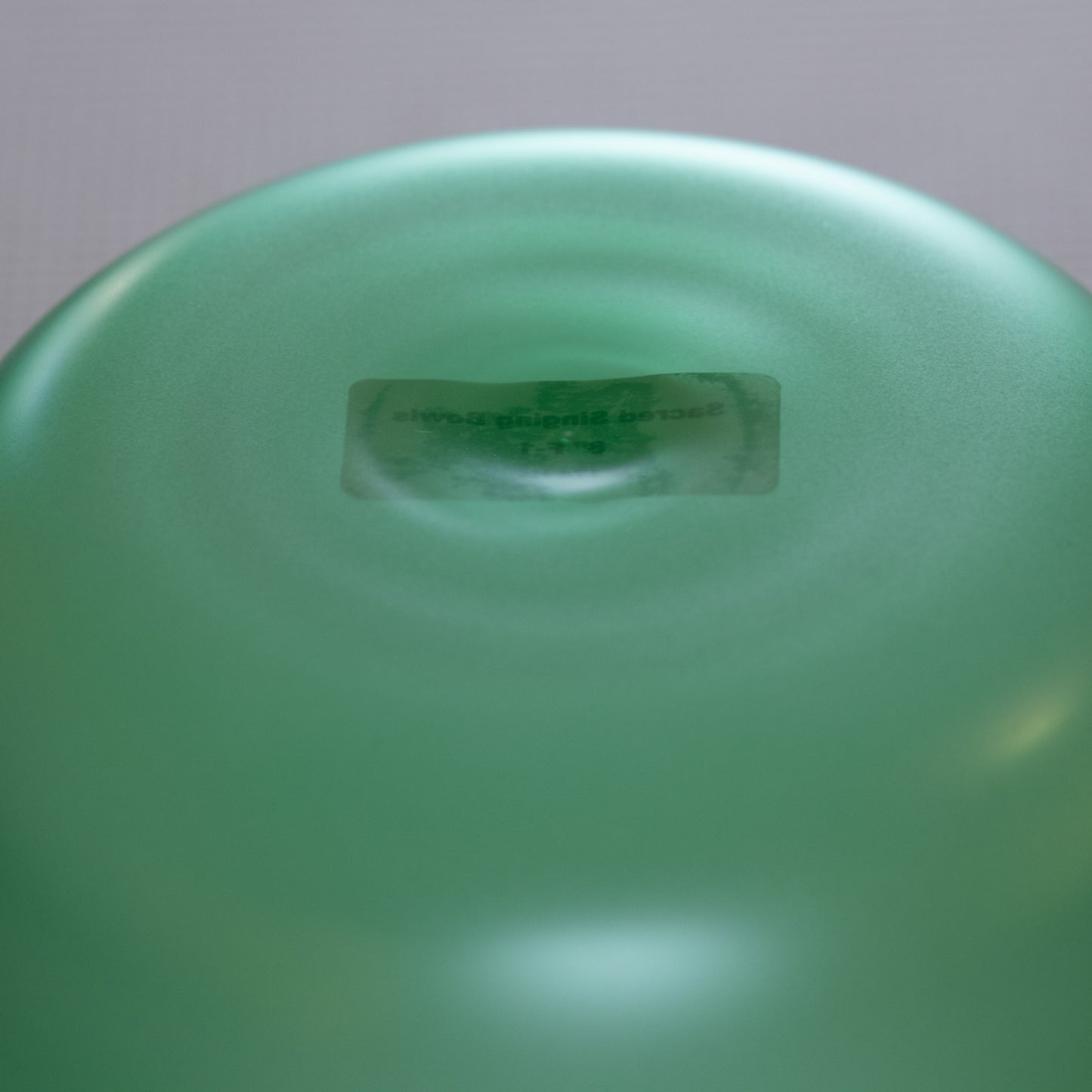 8" F-1 Emerald Green Color Crystal Singing Bowl, Lightly Frosted Outside, Perfect Pitch, Sacred Singing Bowls