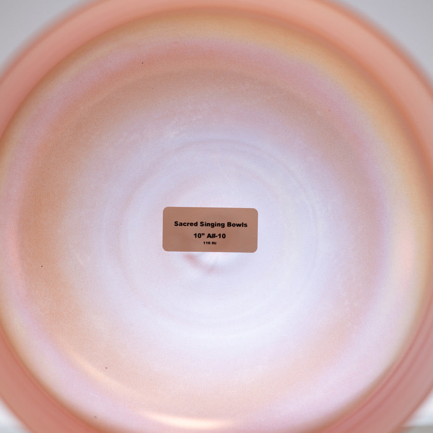 Sacred Singing Bowls™ product label with bowl specifications
