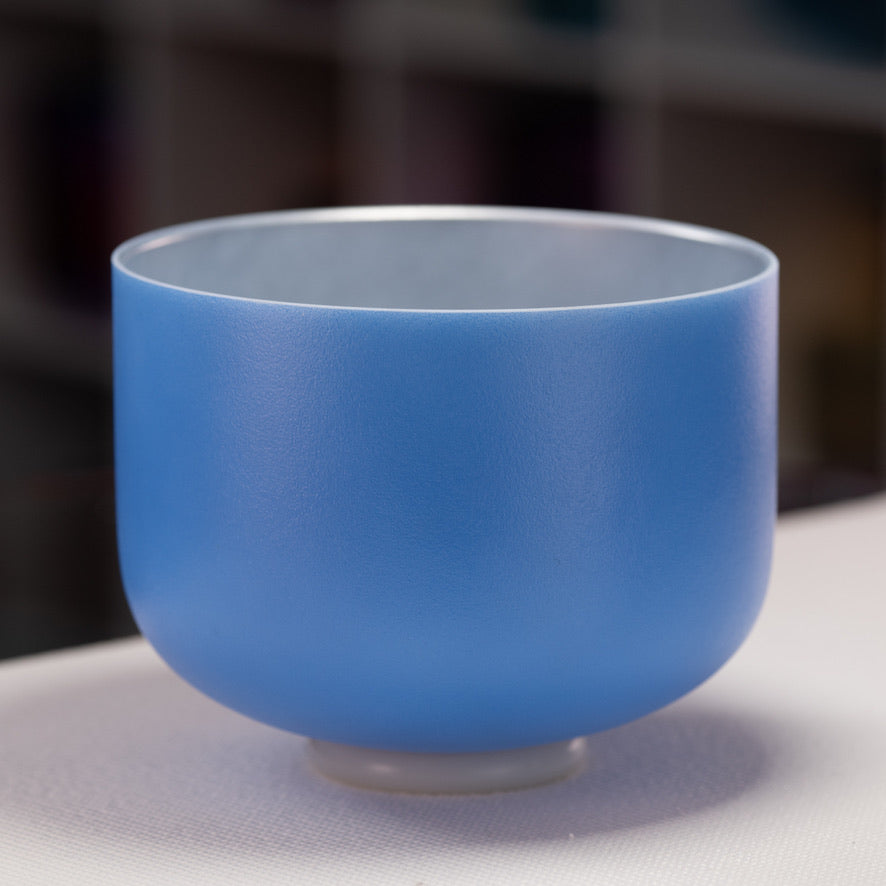 10" D#+4 Father Sky Frosted Crystal Singing Bowl, Silver inside from Bowls of Sound