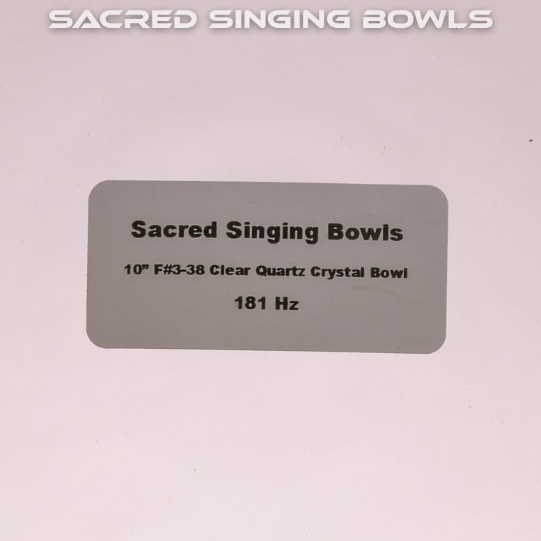 Sacred Singing Bowls™ product label with bowl specifications