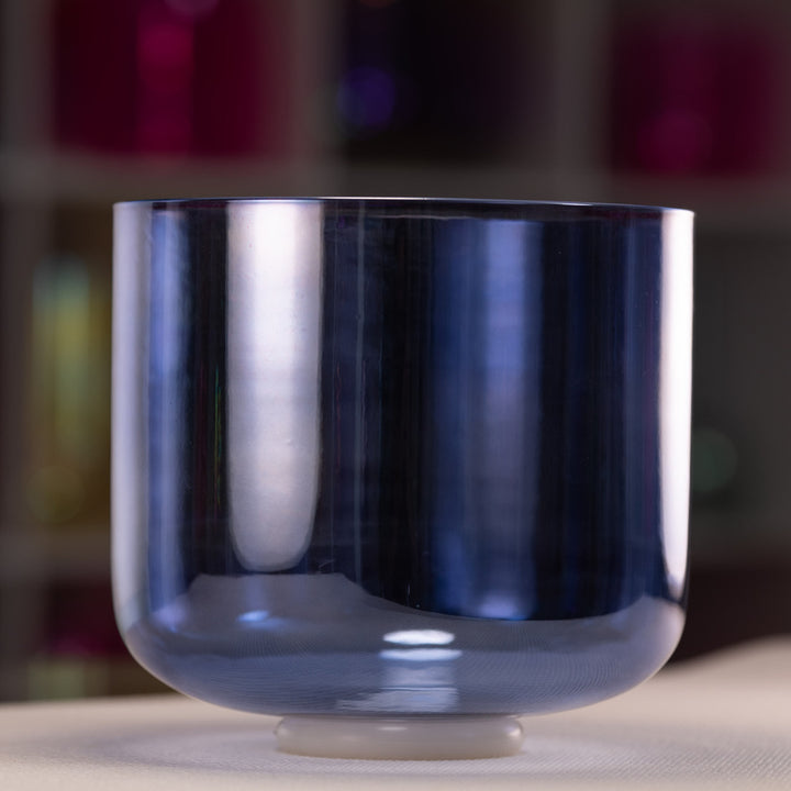 Blue crystal bowl for sound journeys
