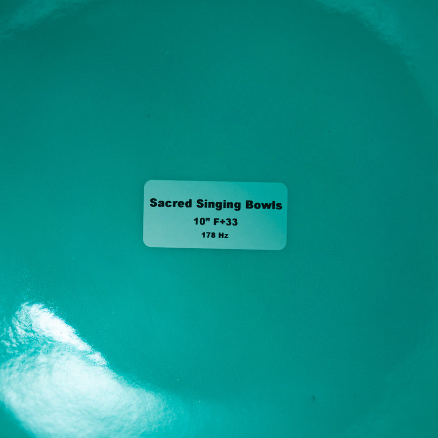 Sacred Singing Bowls™ product label with bowl specifications