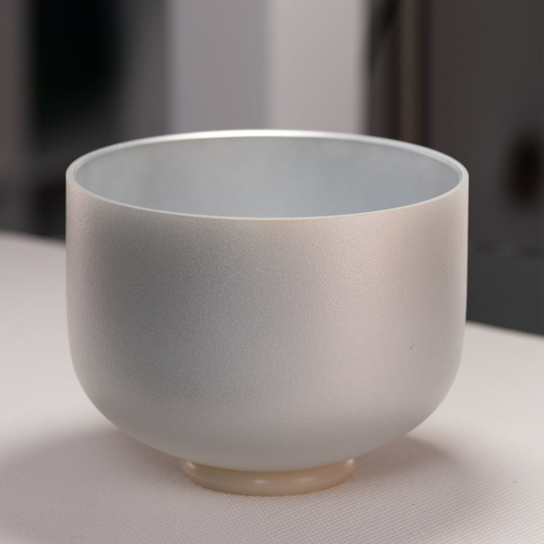 10" G#-28 Frosted Silver Star Crystal Singing Bowl from Bowls of Sound
