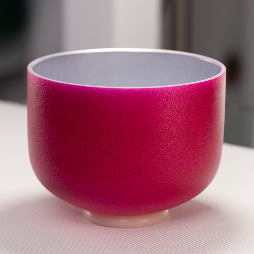 10" G#+3 Dreamy Peony Frosted Crystal Singing Bowl, Silver inside from Bowls of Sound
