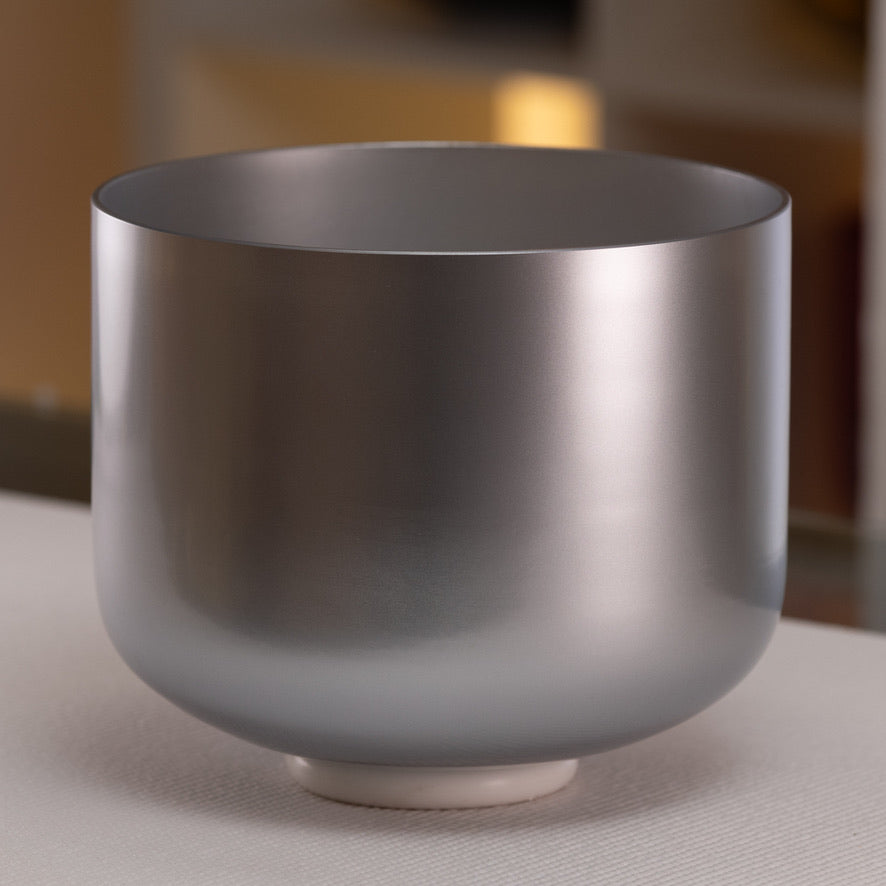 Silver crystal bowl for meditation