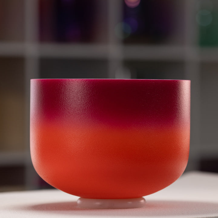 10" E-24 Frosted Harmonic Sunrise Crystal Singing Bowl, Silver inside
