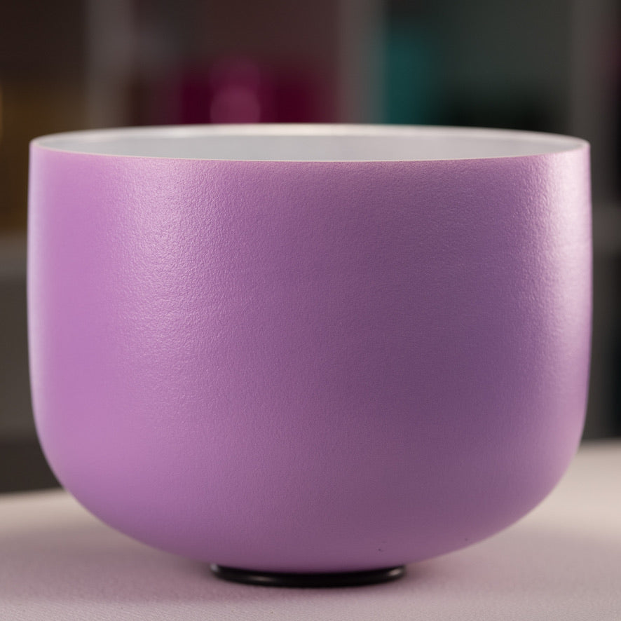 11.75" A#+3 Frosted Lilac Blossom Crystal Singing Bowl from Sacred Singing Bowls™