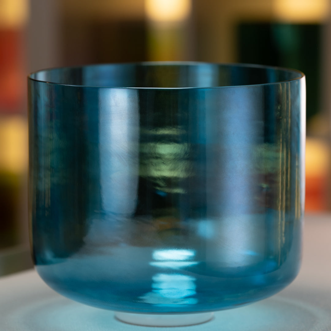 11.75" B+38 Caribbean Blue Crystal Singing Bowl from Bowls of Sound