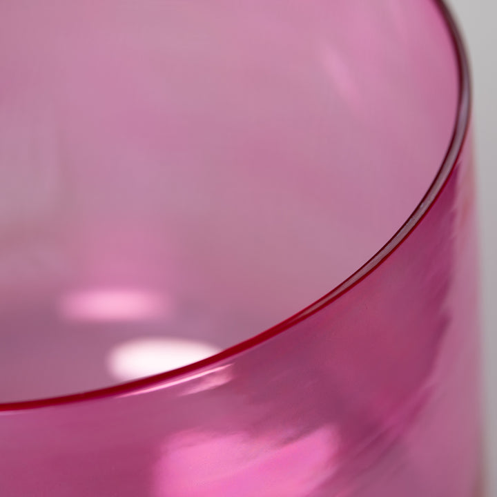 Pink singing bowl close up