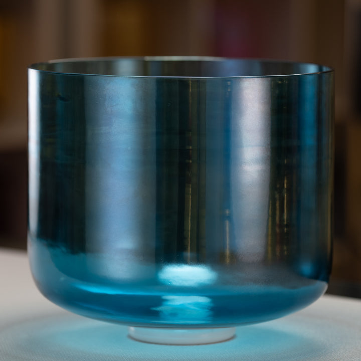 Blue crystal singing bowl for meditation