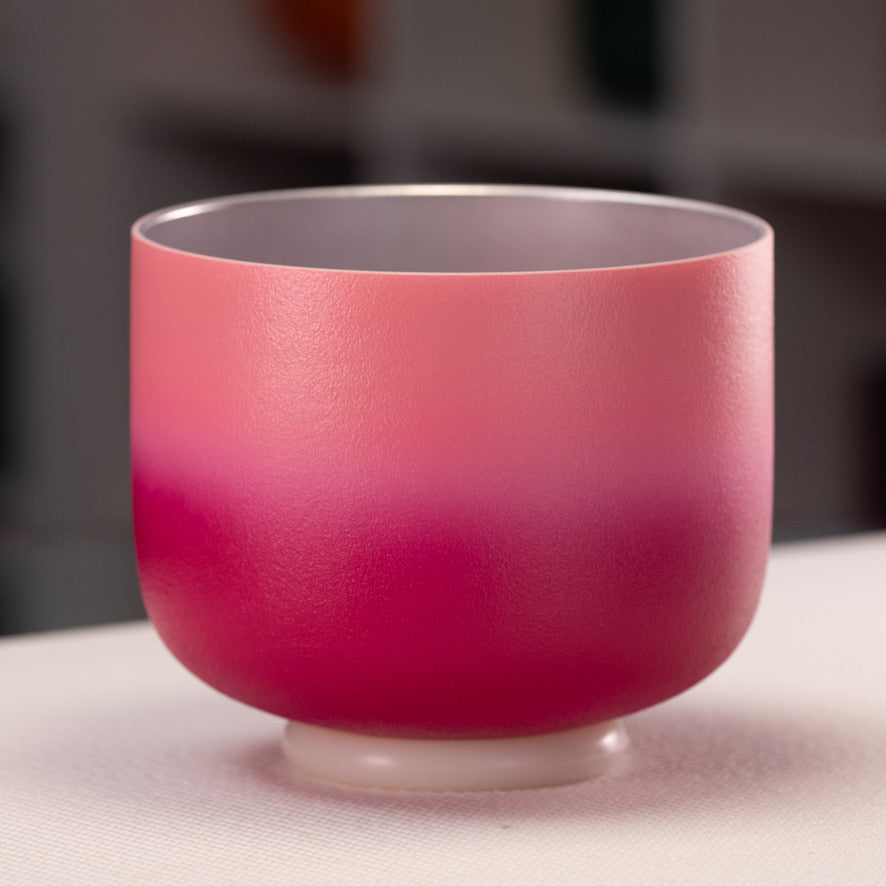 8" F+4 Frosted Rosebud Crystal Singing Bowl