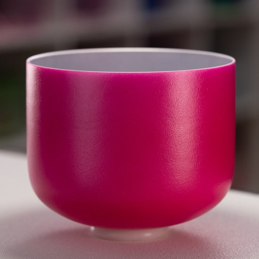 Vibrant Pink Frosted Crystal Singing Bowl