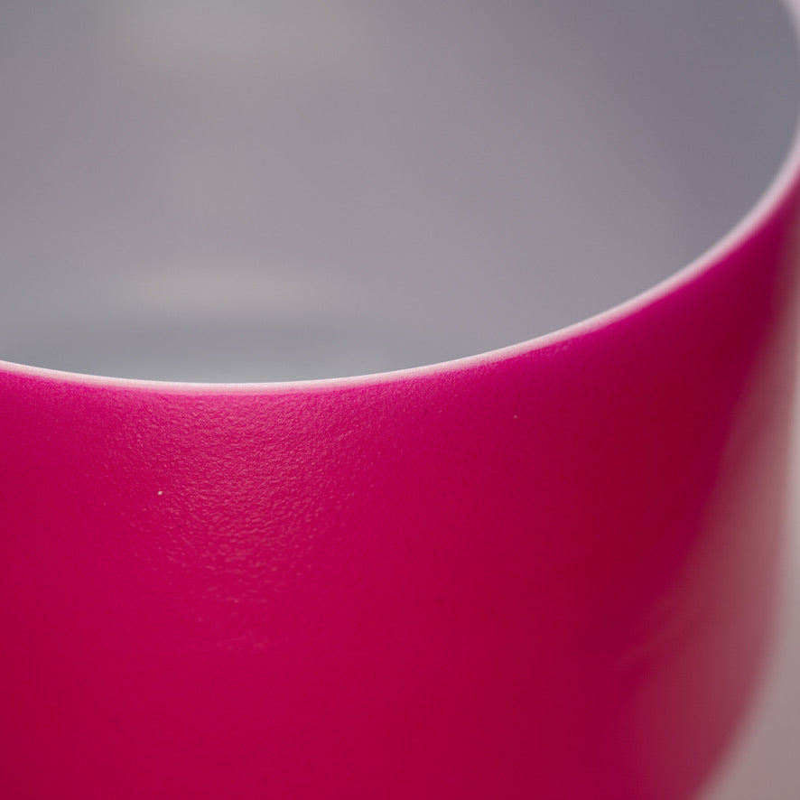 Pink Frosted Crystal Singing Bowl with Silver inside from Bowls of Sound