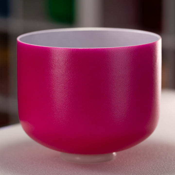 Pink Frosted Crystal Singing Bowl with Silver inside from Sacred Singing Bowls