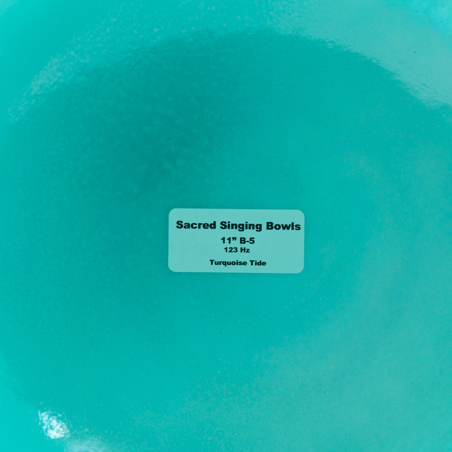 Sacred Singing Bowls™ product label with bowl specifications