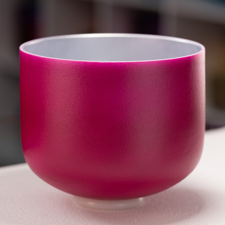 11" C-26 Dreamy Peony Frosted Crystal Singing Bowl, Silver inside from Bowls of Sound