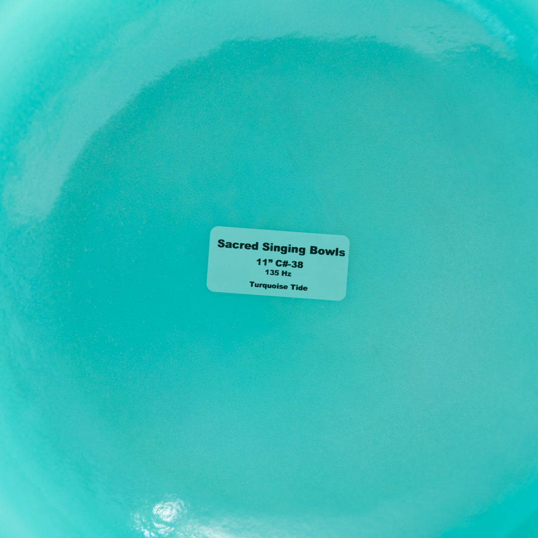 Sacred Singing Bowls™ product label with bowl specifications