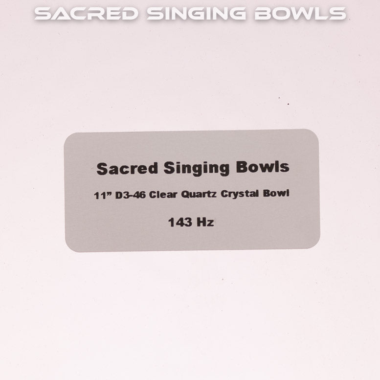 Sacred Singing Bowls™ product label with bowl specifications