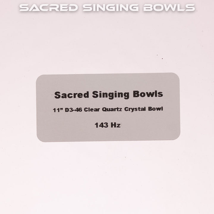 Sacred Singing Bowls™ product label with bowl specifications