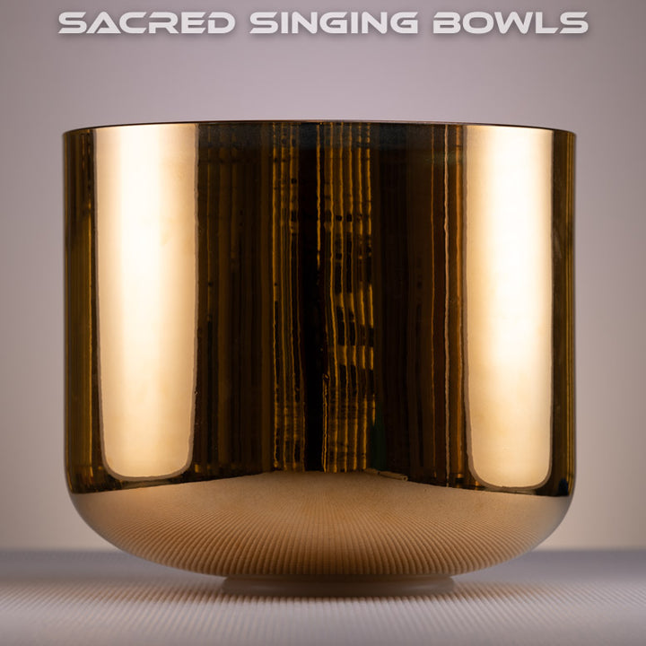 An 11 inch D-4 24k gold crystal singing bowl from Sacred Singing Bowls