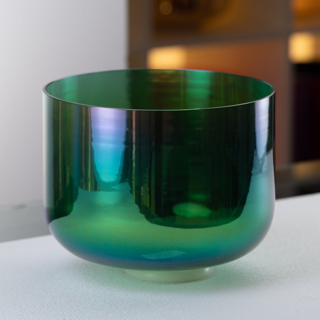 11" green crystal singing bowl for sound healing
