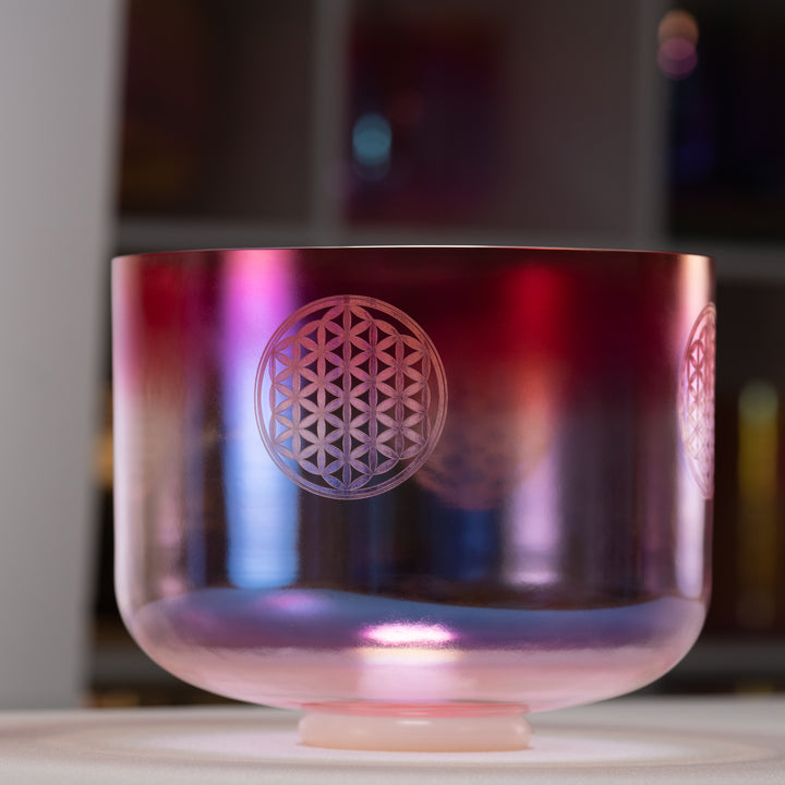 11" F#+40 Rose Blossom Crystal Singing Bowl with Flower of Life from Bowls of Sound