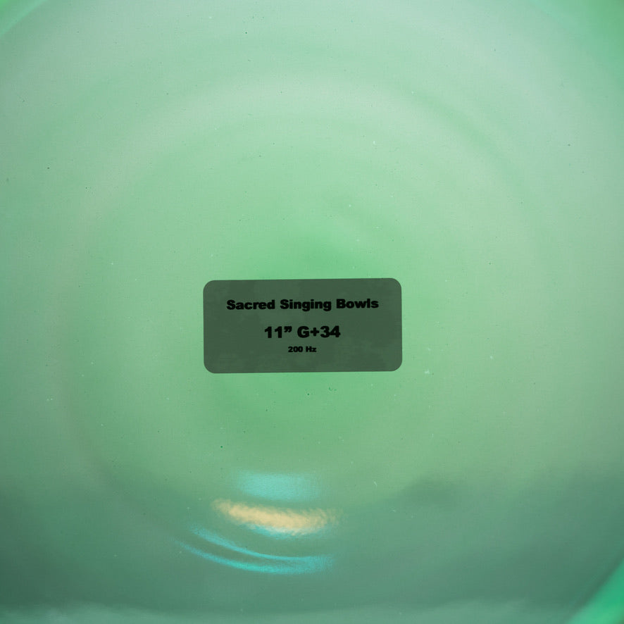 Sacred Singing Bowls™ product label with specifications