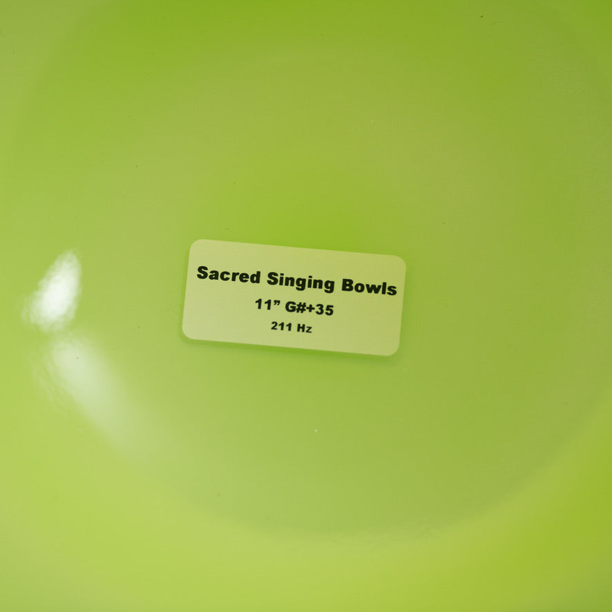 Sacred Singing Bowls™ product label with bowl specifications