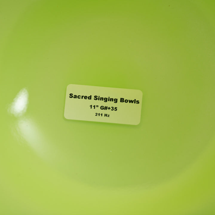 Sacred Singing Bowls™ product label with bowl specifications