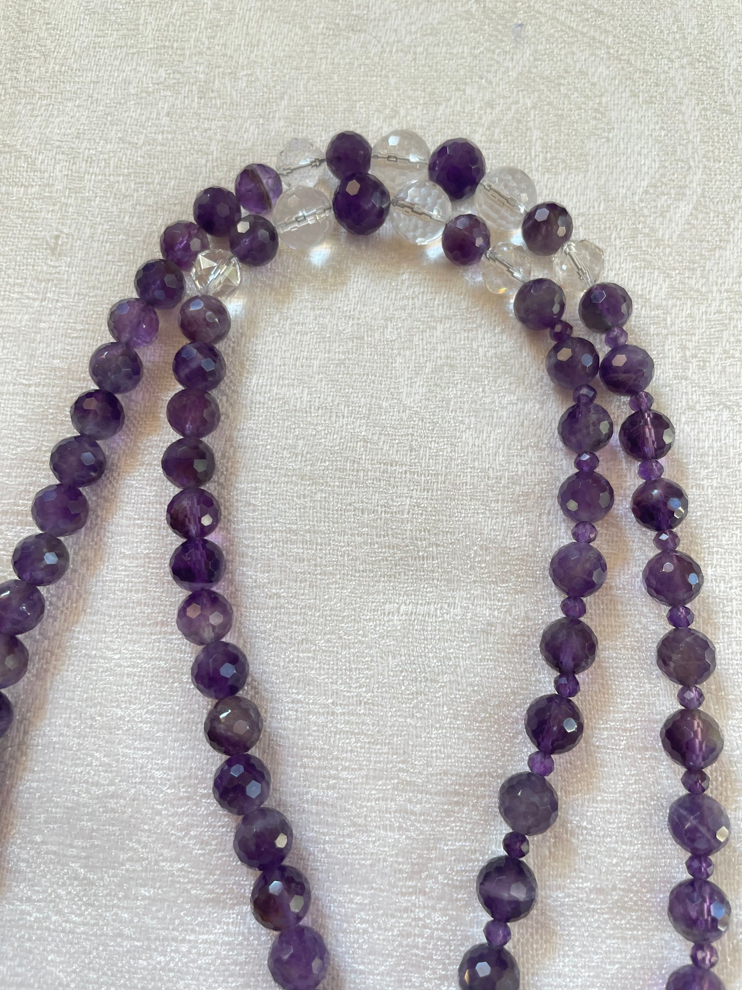 Faceted Amethyst Mala with Amethyst Flower Pendant