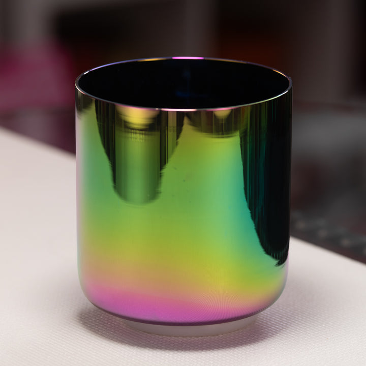 6.25" F#+9 Celestial Rainbow Crystal Singing Bowl, Perfect Pitch