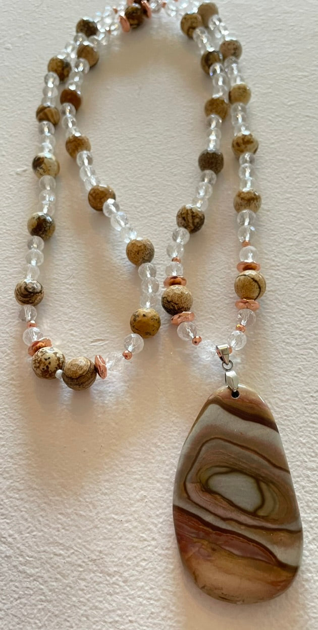 Jasper & Clear Quartz Mala