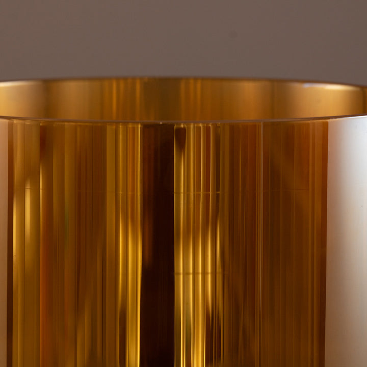 Orange crystal singing bowl close up