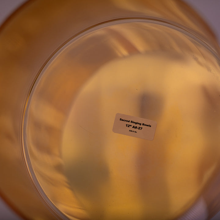 Sacred Singing Bowls™ product label with bowl specifications
