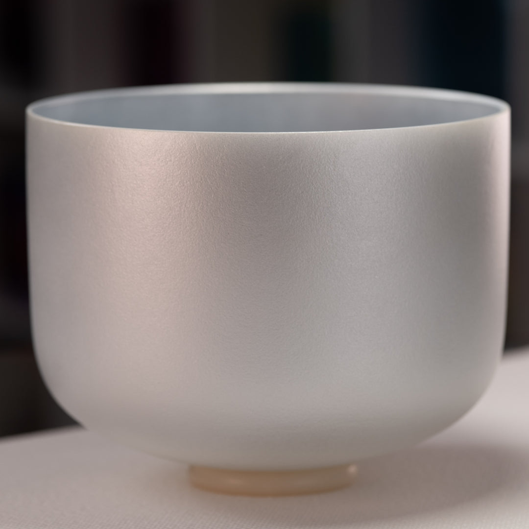 12" A+2 Frosted Silver Star Crystal Singing Bowl, Perfect pitch from Sacred Singing Bowls™