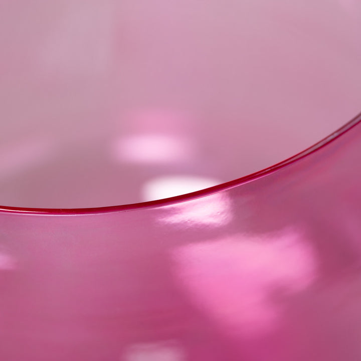 Pink singing bowl close up