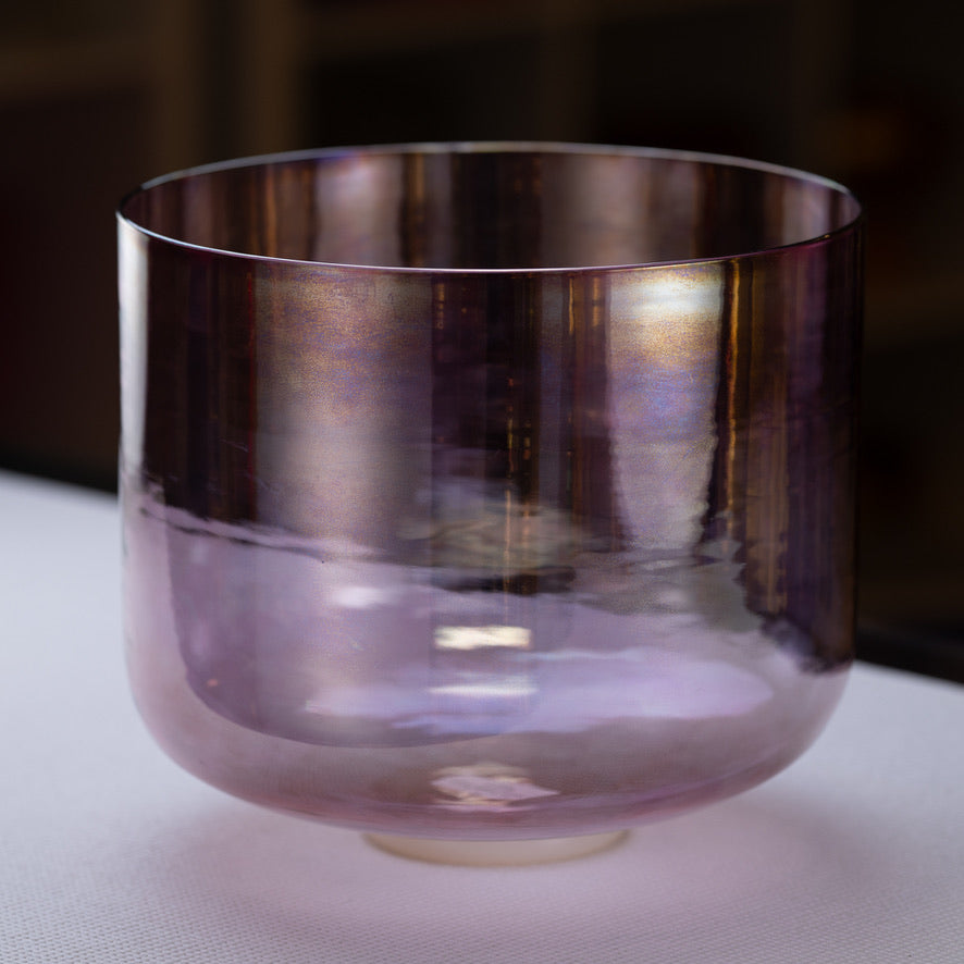 Light purple crystal singing bowl for meditation