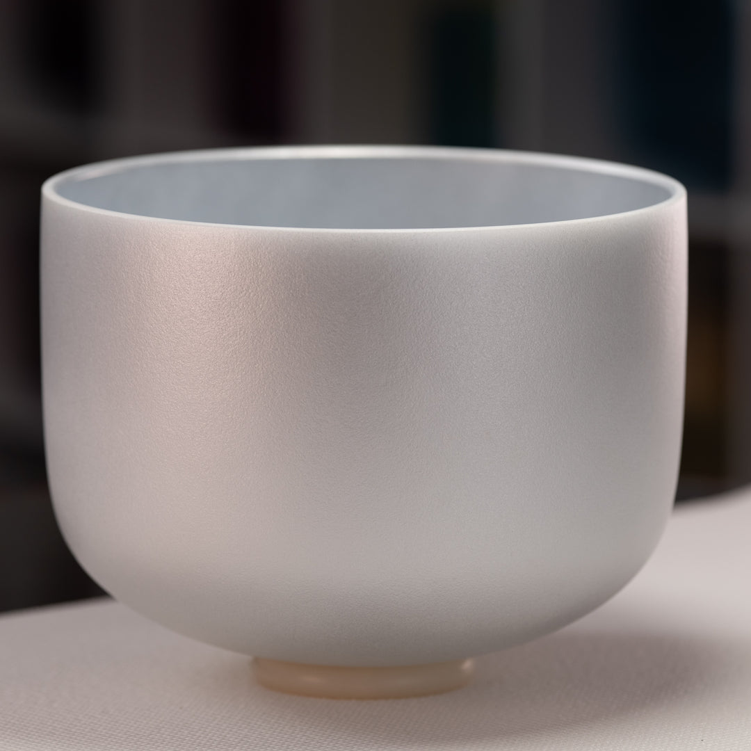 12" E-28 Frosted Silver Star Crystal Singing Bowl, Silver inside from Bowls of Sound