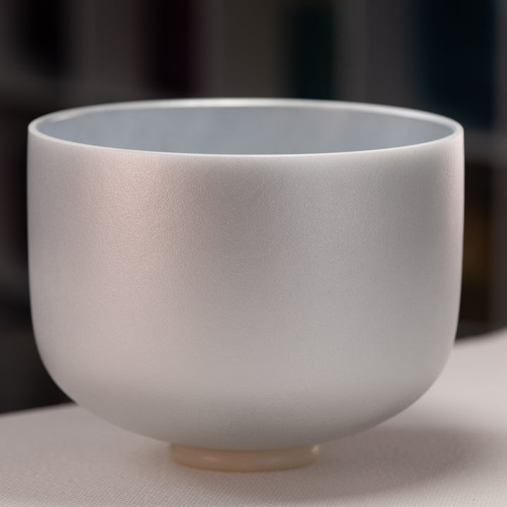 12" E-28 Frosted Silver Star Crystal Singing Bowl, Silver inside from Bowls of Sound