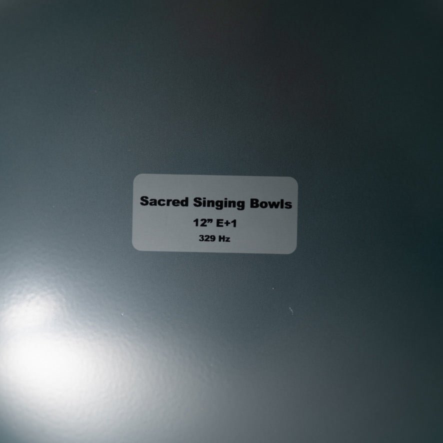 Sacred Singing Bowls™ product label with bowl specifications