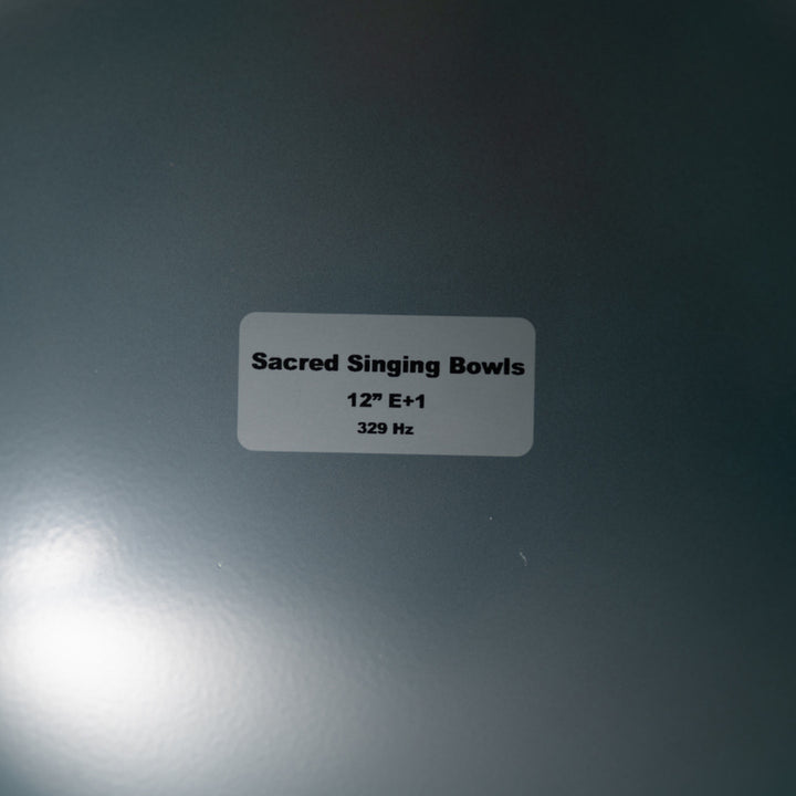 Sacred Singing Bowls™ product label with bowl specifications