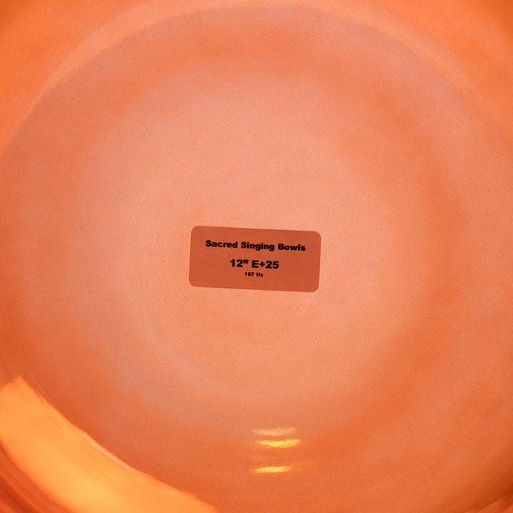 Sacred Singing Bowls™ product label with bowl specifications