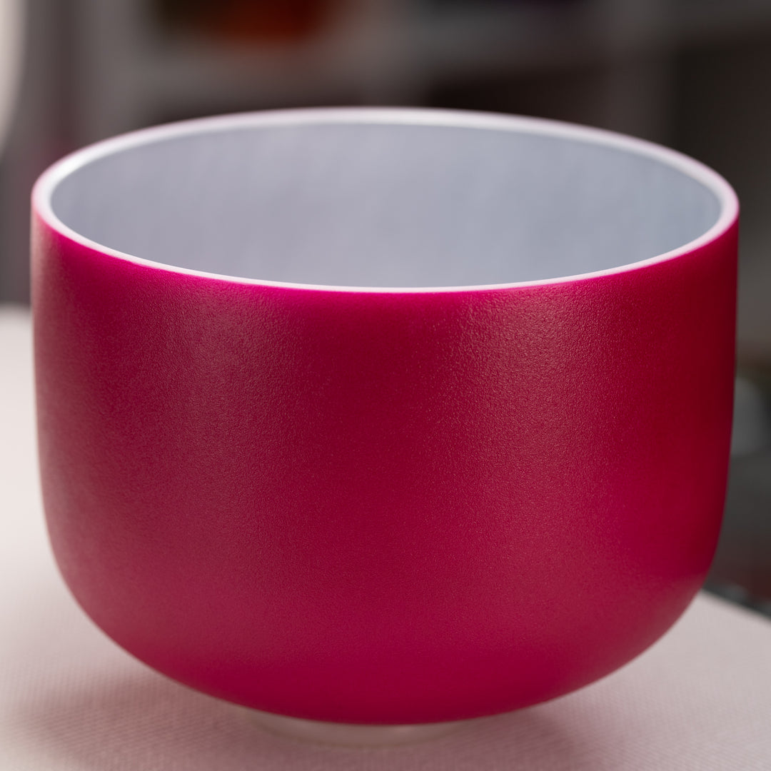 12" F+3 Dreamy Peony Frosted Crystal Singing Bowl, Silver inside from Bowls of Sound