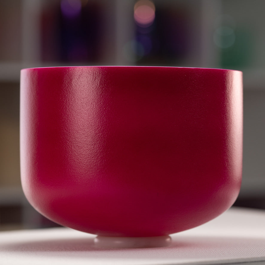 12" G#-26 Dreamy Peony Frosted Crystal Singing Bowl, Silver inside from Sacred Singing Bowls™